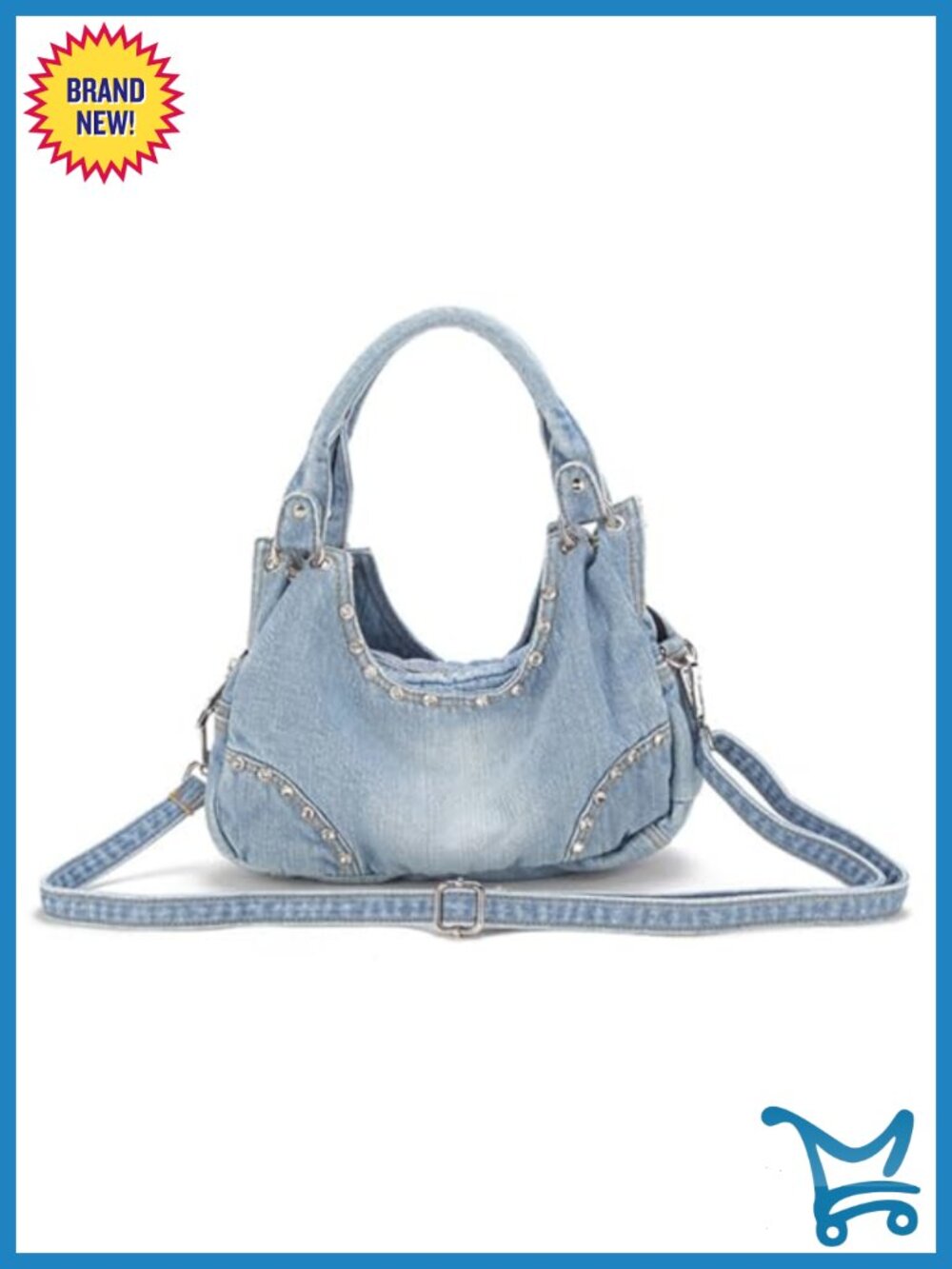 Denim Crossbody Bag Rhinestone Jean Purse Y2K Handbag Women